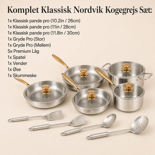 FORÅRSSALG EKSKLUSIVT | Komplet klassisk titanium kogesæt (20 dele)