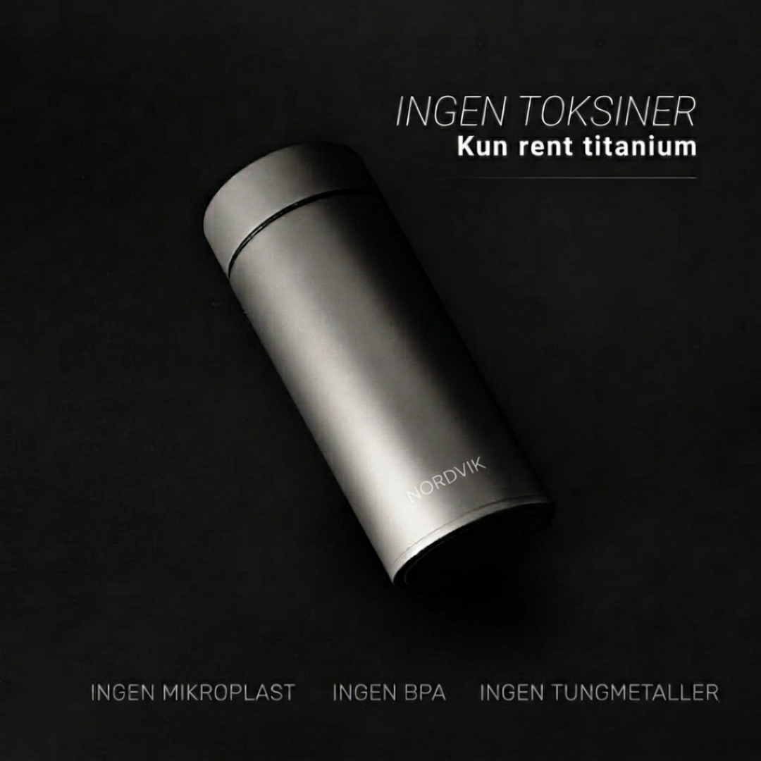 Nordvik® 100% Ren Titanium Vandflaske - Drik Rent, Lev Bedre.