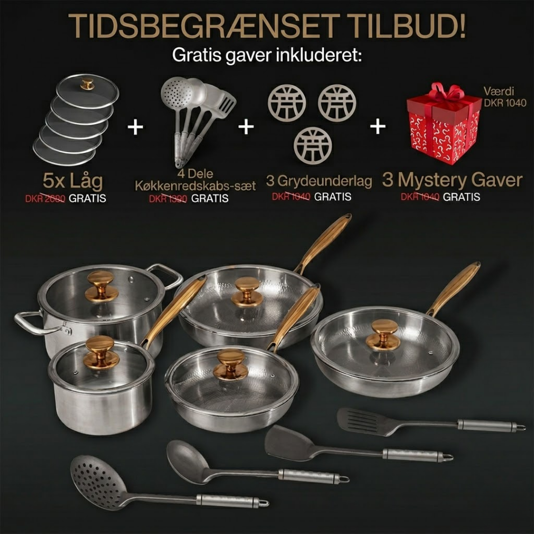 FORÅRSSALG EKSKLUSIVT | Komplet klassisk titanium kogesæt (20 dele)