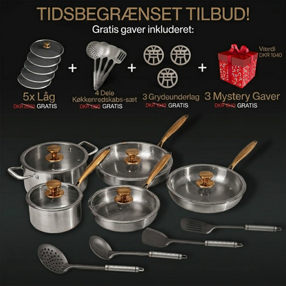 FORÅRSSALG EKSKLUSIVT | Komplet klassisk titanium kogesæt (20 dele)