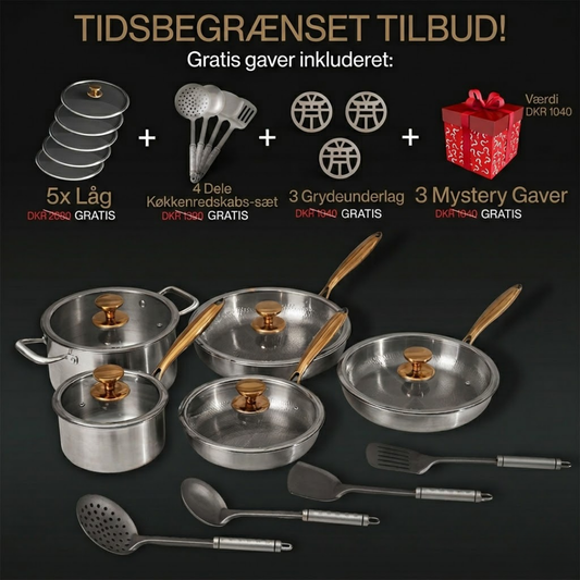 FORÅRSSALG EKSKLUSIVT | Komplet klassisk titanium kogesæt (20 dele)