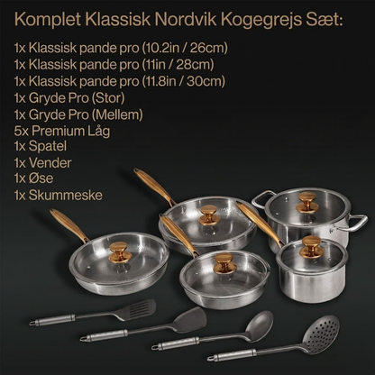 FORÅRSSALG EKSKLUSIVT | Komplet klassisk titanium kogesæt (20 dele)