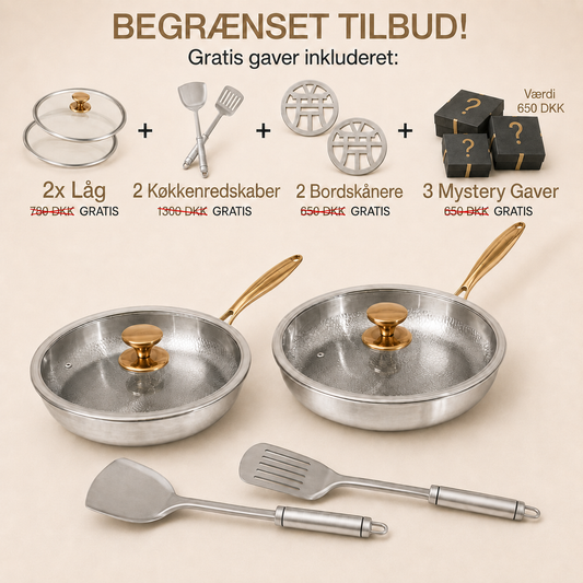 FORÅRSSALG EKSKLUSIVT | Ren Titanium Pande Hverdags Duo Sæt (10 Dele)